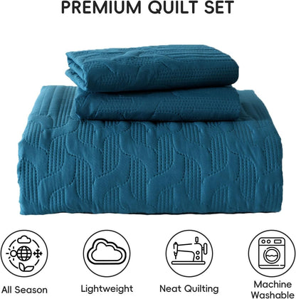 Blue Wave Bedspread Set Soft 230x250cm
