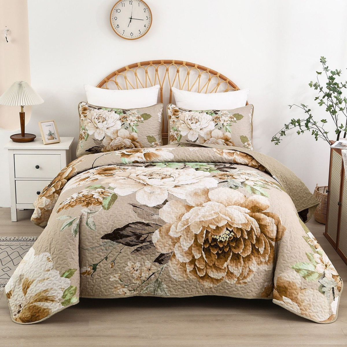 Beige Quilt Bedspread Set 48x74cm