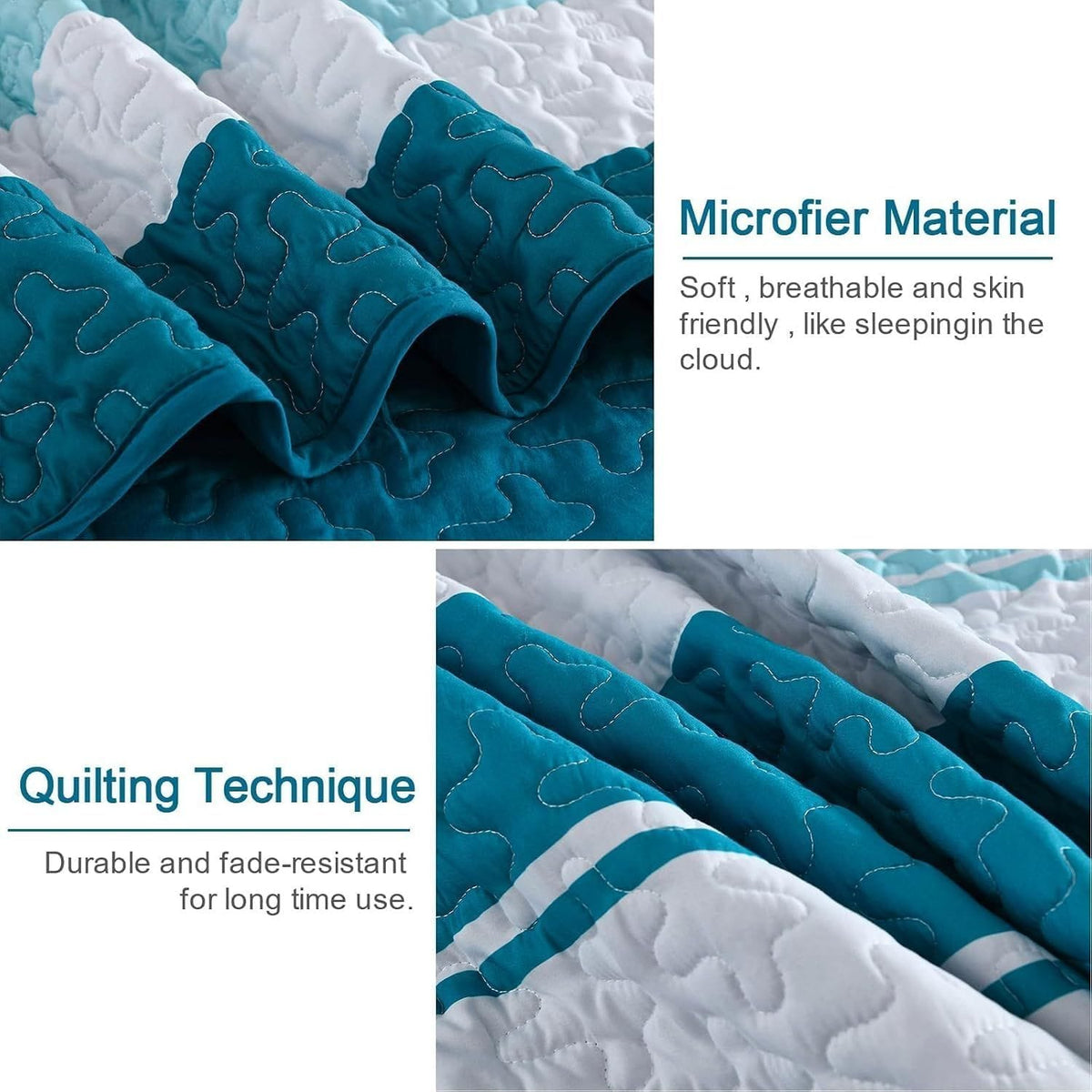 Teal Patchwork Bedspread Set 230x250cm