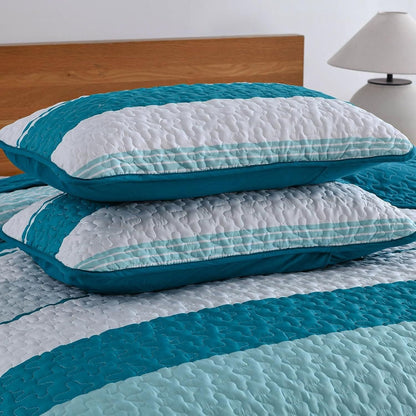 Teal Patchwork Bedspread Set 230x250cm