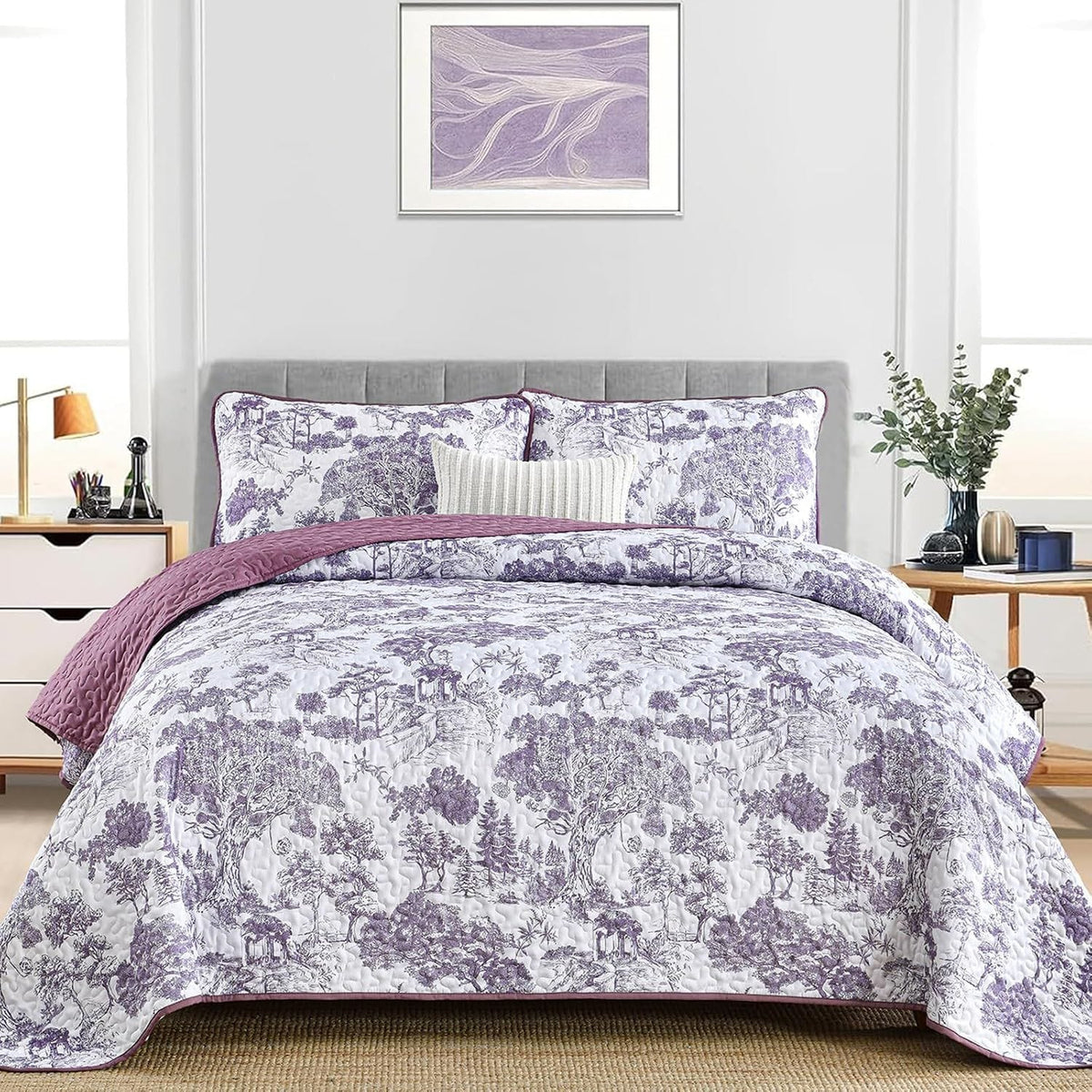 Purple Bedspread Set Soft 230x250cm