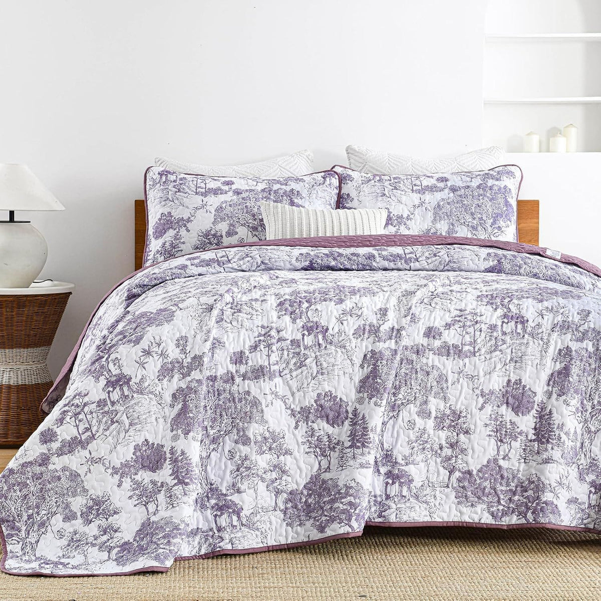 Purple Bedspread Set Soft 230x250cm