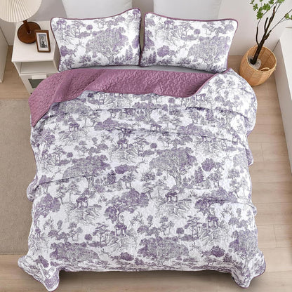 Purple Bedspread Set Soft 230x250cm