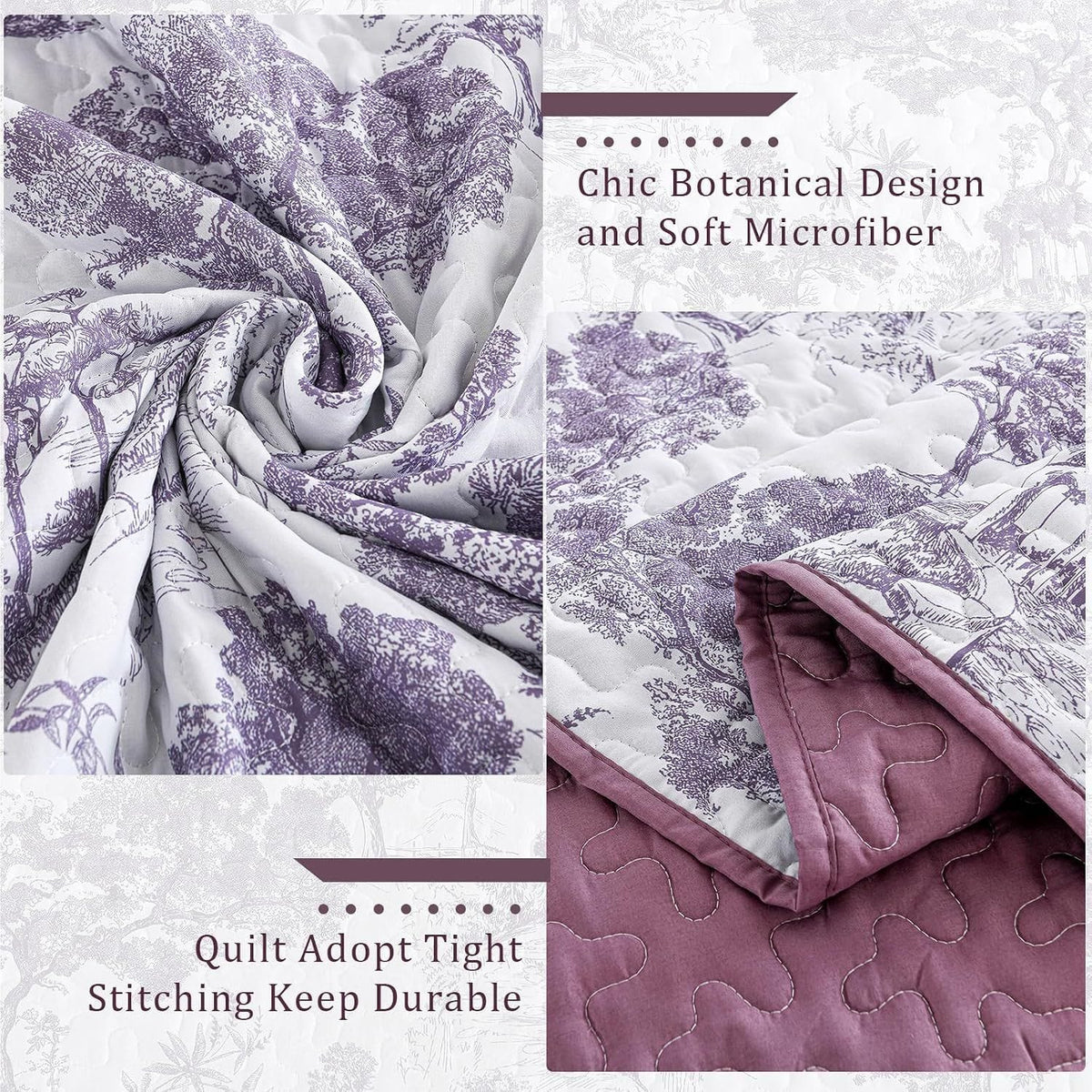 Purple Bedspread Set Soft 230x250cm