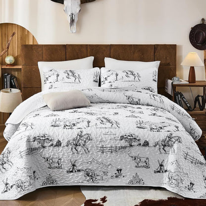 Quilted Black Bedspread Set 230x250cm