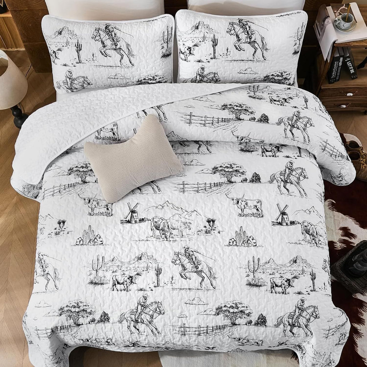 Quilted Black Bedspread Set 230x250cm