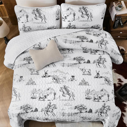 Quilted Black Bedspread Set 230x250cm
