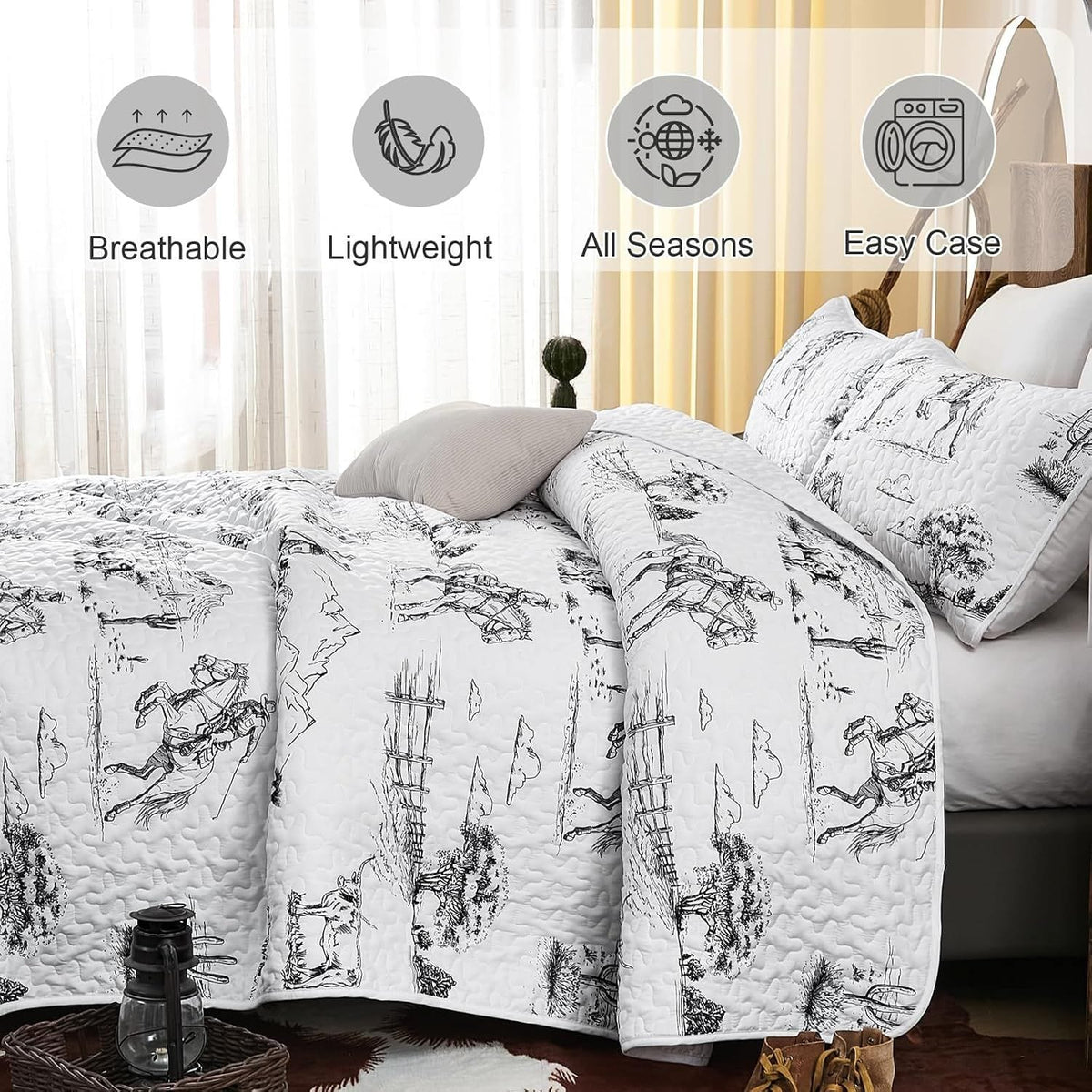 Quilted Black Bedspread Set 230x250cm