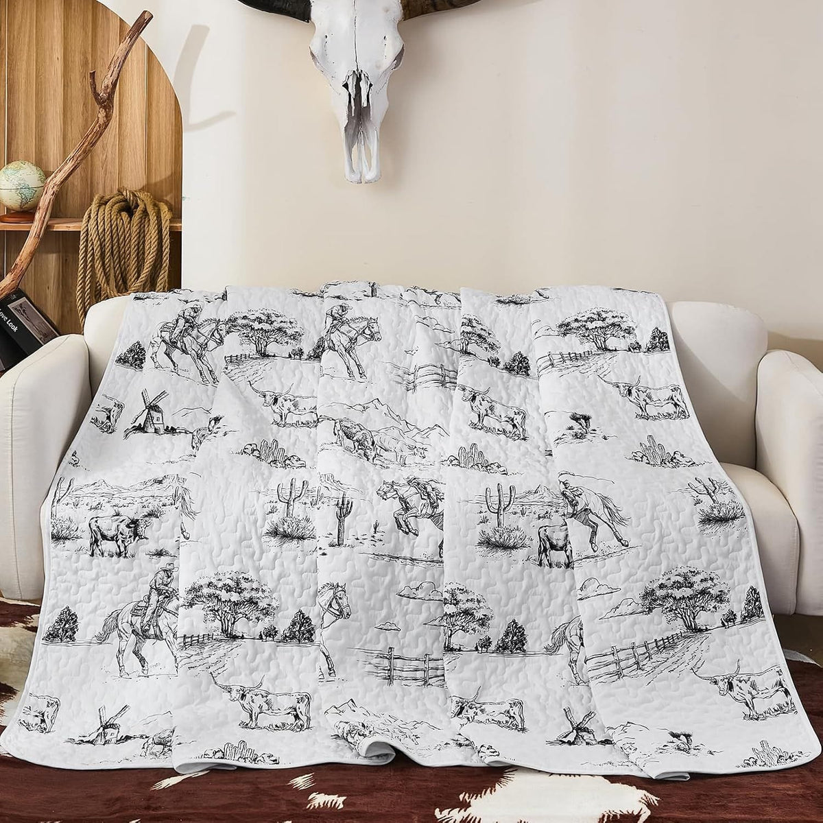 Quilted Black Bedspread Set 230x250cm