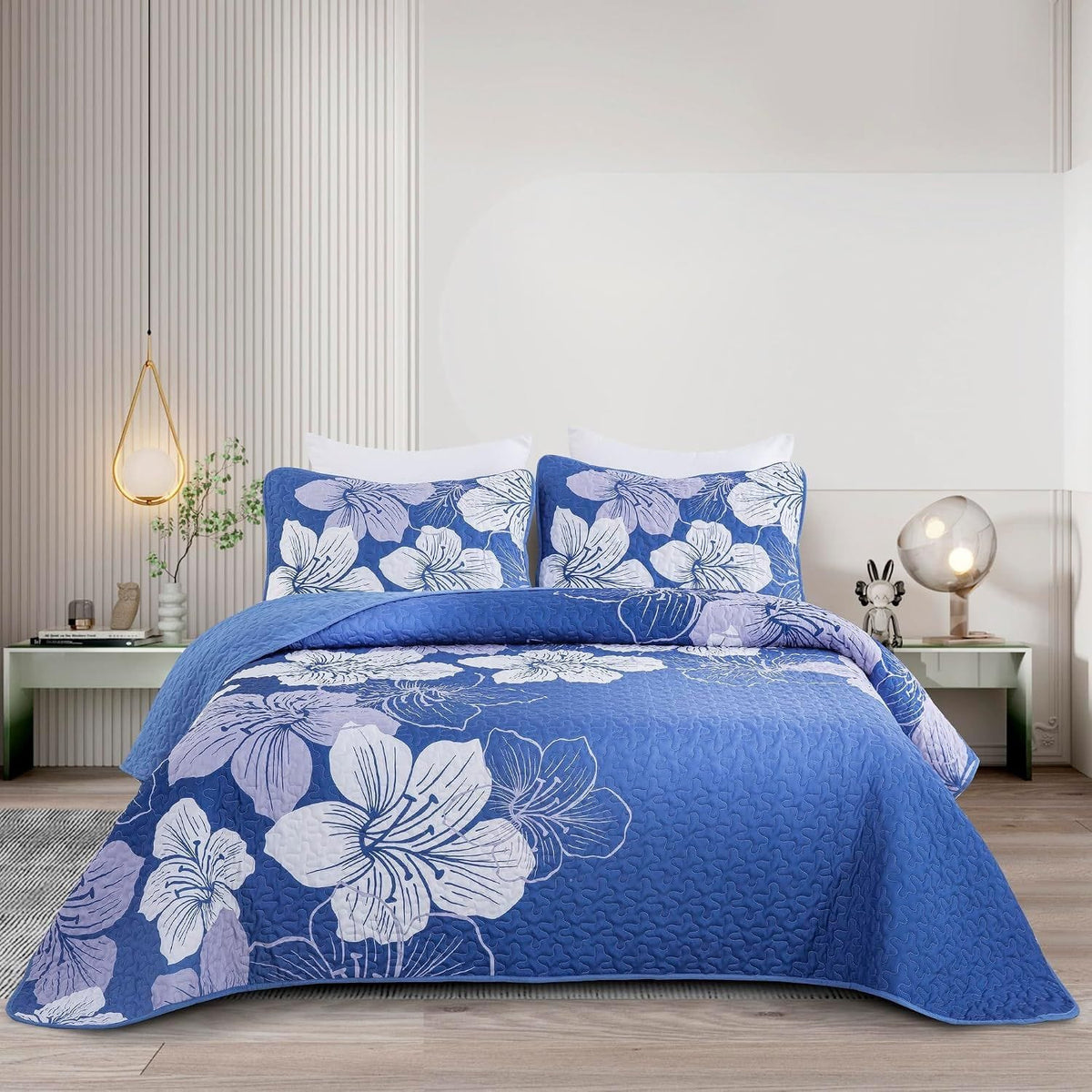 Boho Quilt Cover Set Blue 230x250cm