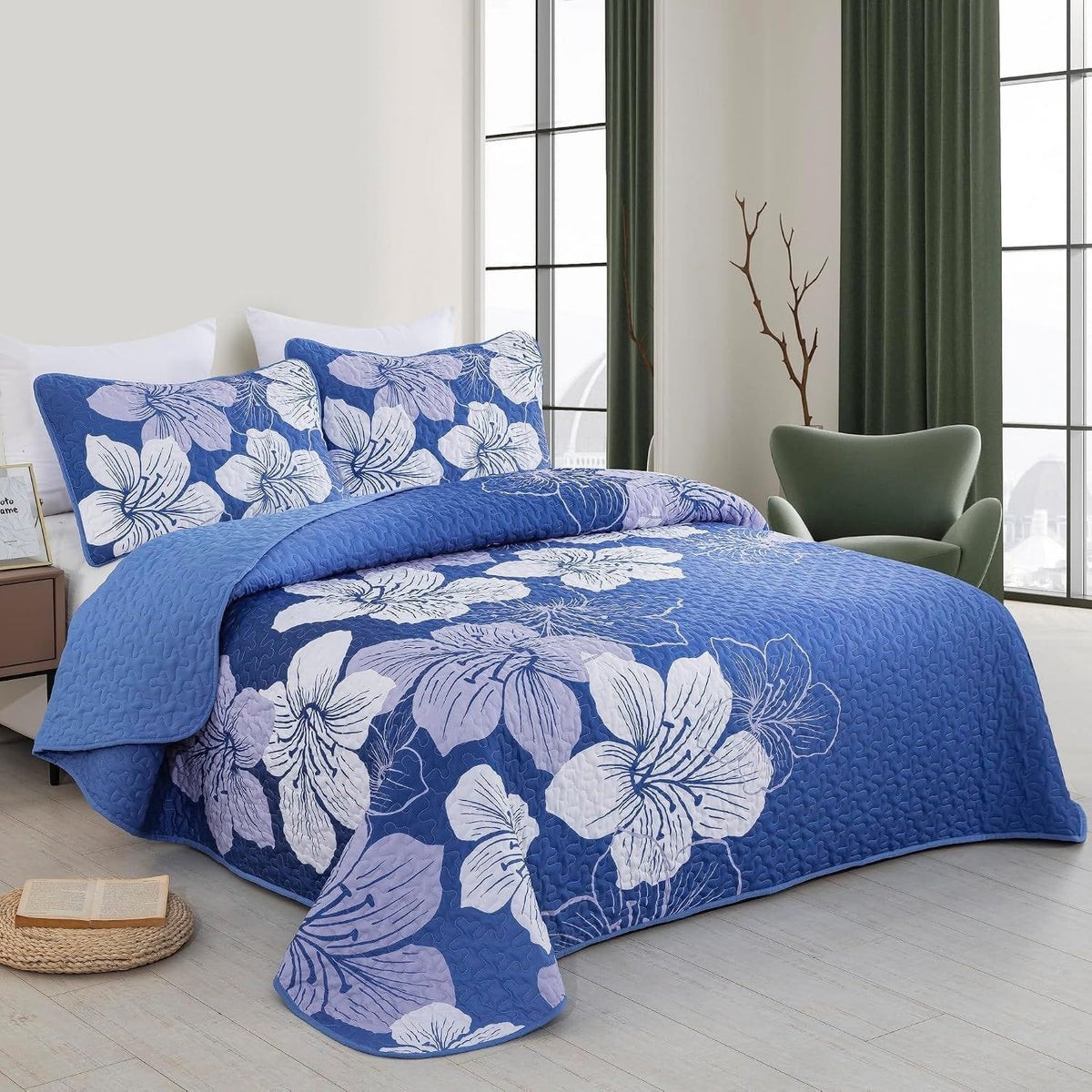 Boho Quilt Cover Set Blue 230x250cm