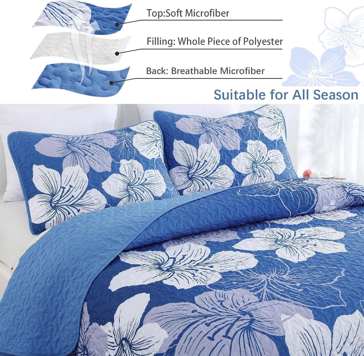 Boho Quilt Cover Set Blue 230x250cm