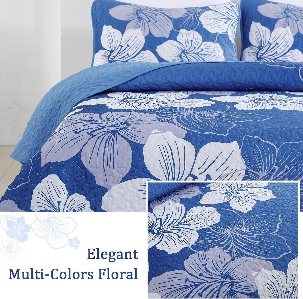 Boho Quilt Cover Set Blue 230x250cm