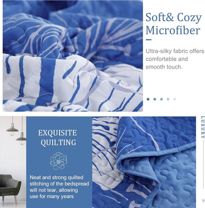 Boho Quilt Cover Set Blue 230x250cm