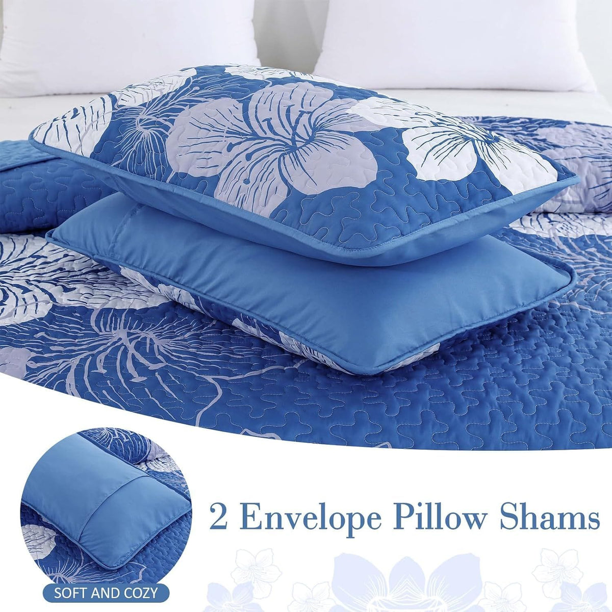 Boho Quilt Cover Set Blue 230x250cm