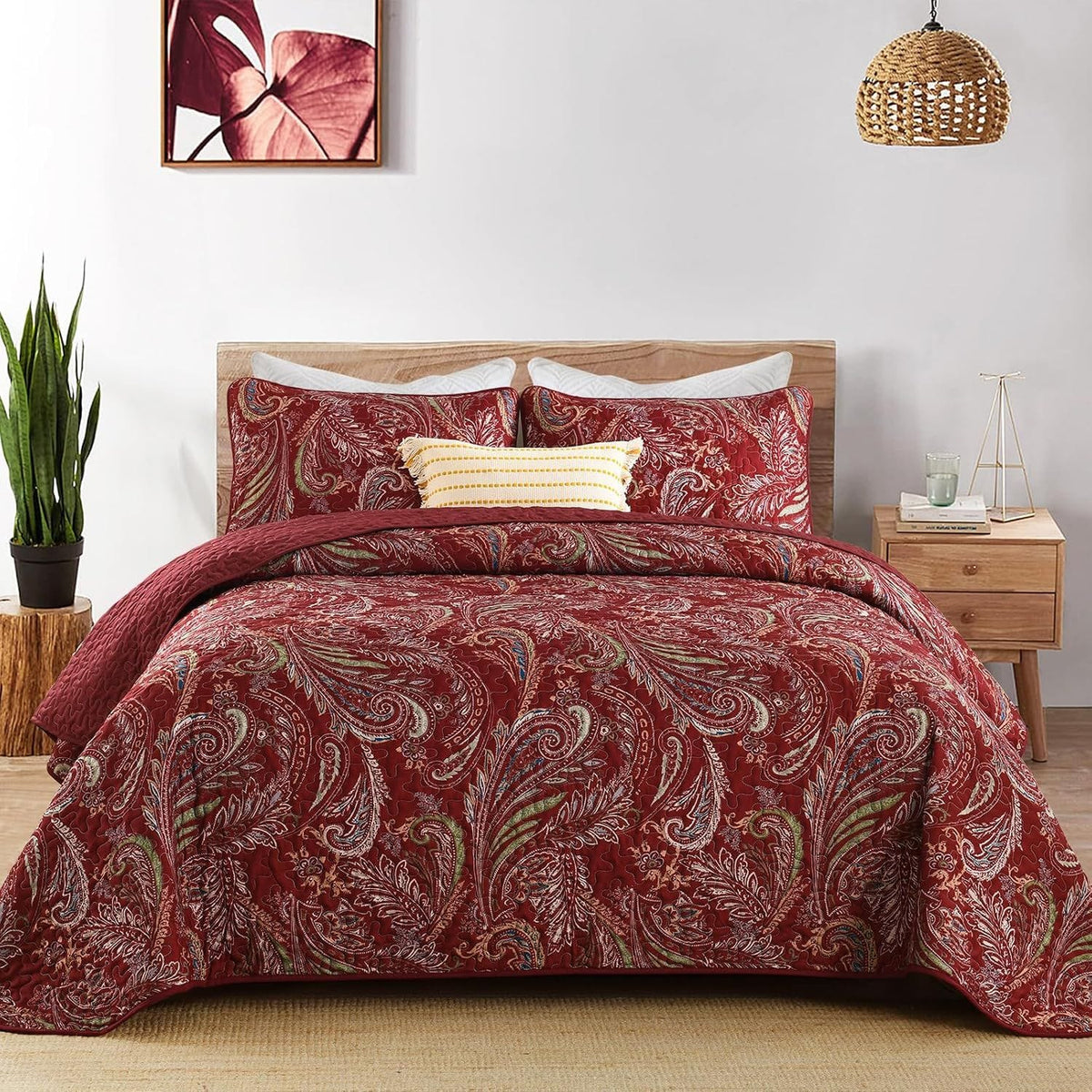 Red Quilt Set Coverlet 230x250cm