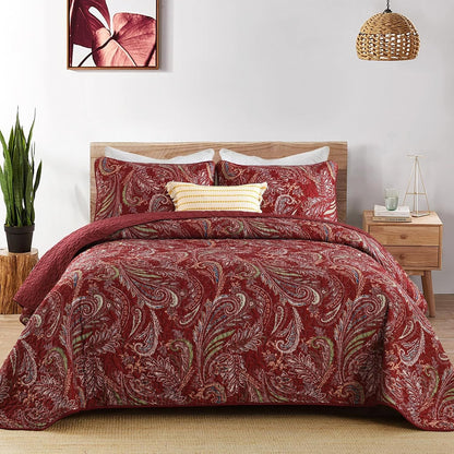 Red Quilt Set Coverlet 230x250cm