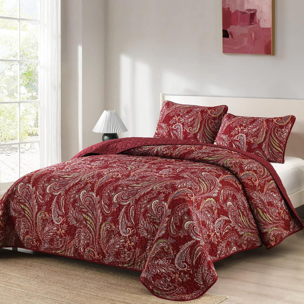 Red Quilt Set Coverlet 230x250cm