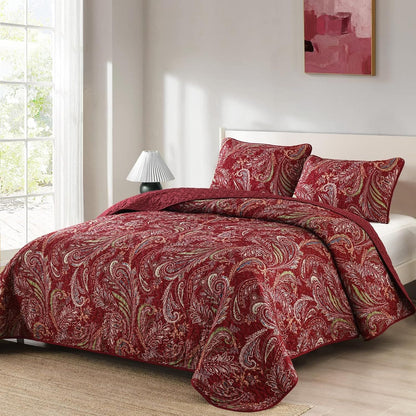 Red Quilt Set Coverlet 230x250cm