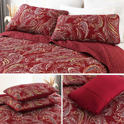 Red Quilt Set Coverlet 230x250cm