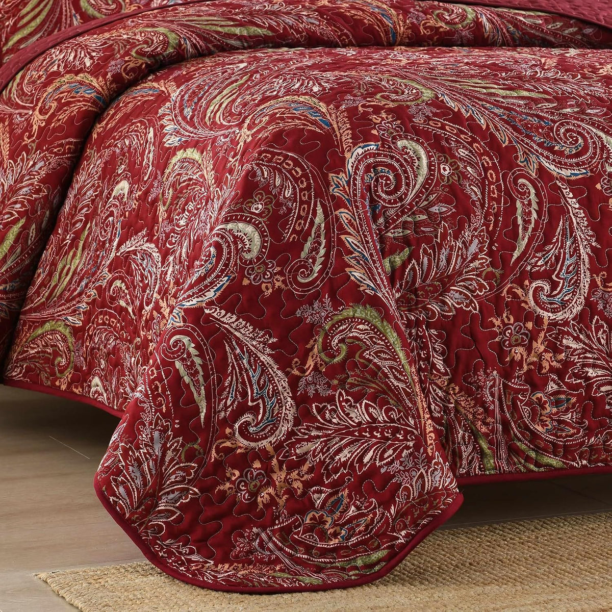 Red Quilt Set Coverlet 230x250cm