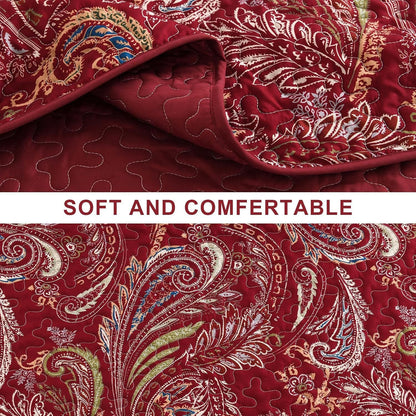 Red Quilt Set Coverlet 230x250cm