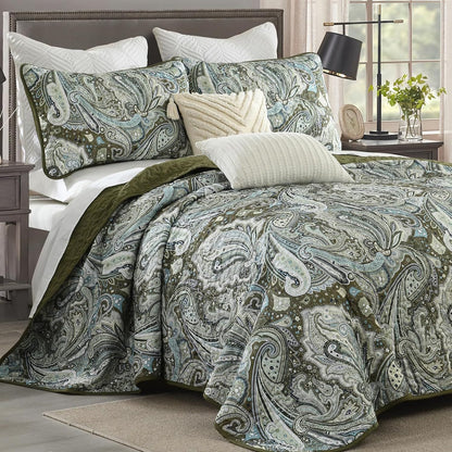 Green Quilt Set Boho 230x250cm
