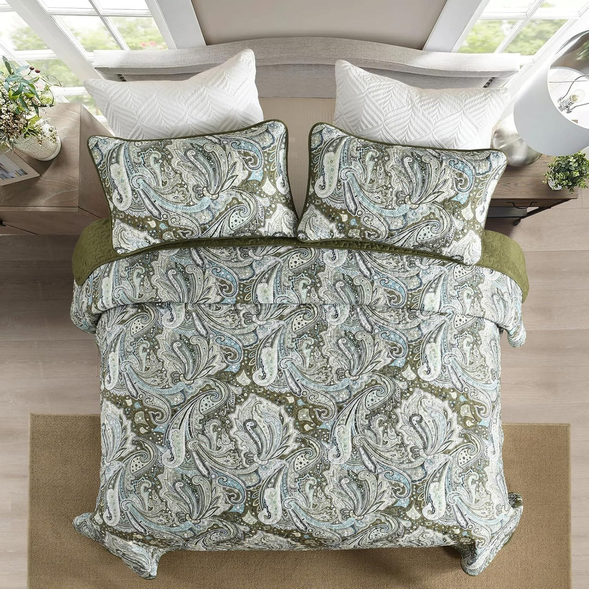 Green Quilt Set Boho 230x250cm