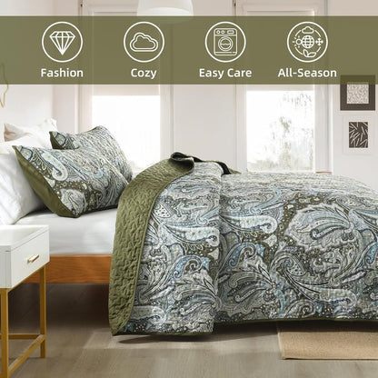 Green Quilt Set Boho 230x250cm
