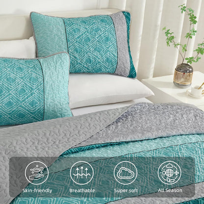 Boho Quilt Set Teal 230x250cm