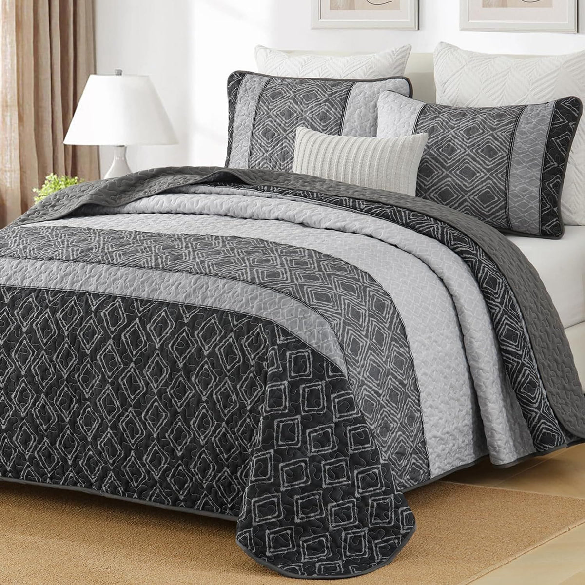 Grey Quilt Set Soft 230x250cm