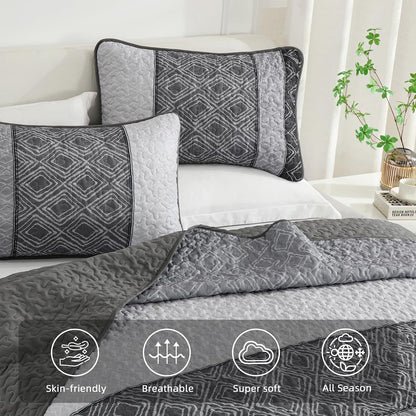 Grey Quilt Set Soft 230x250cm