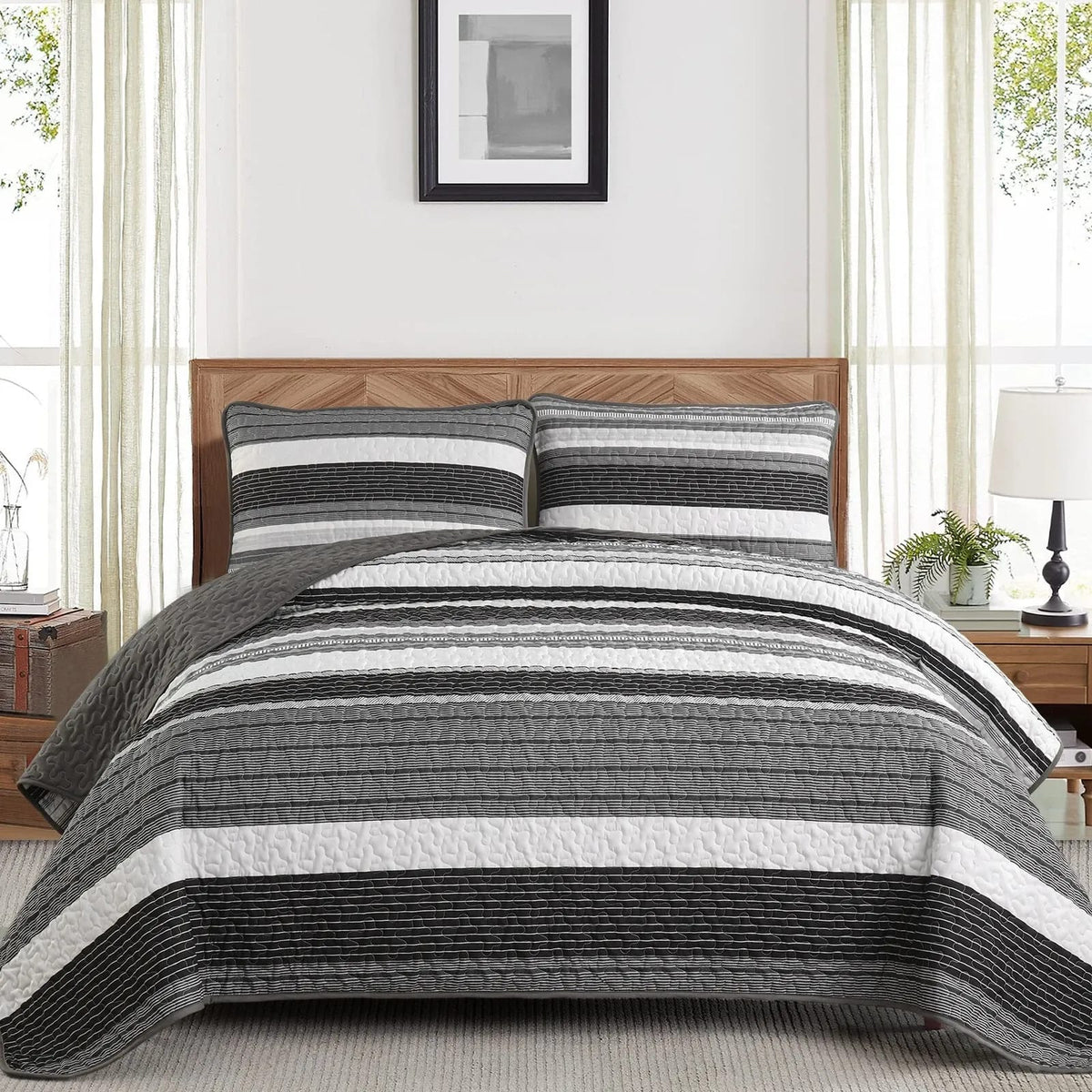 Charcoal Quilt Bedspread Set 48x74cm