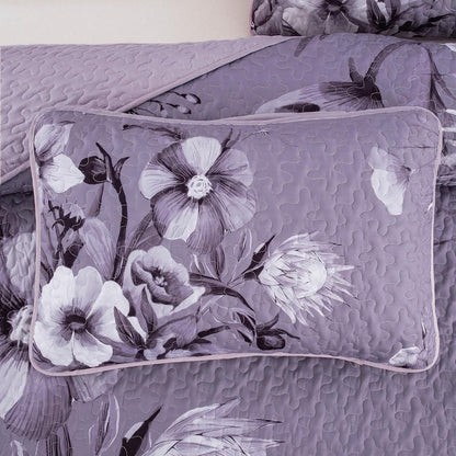Purple Floral Bedspread Set 230x250cm