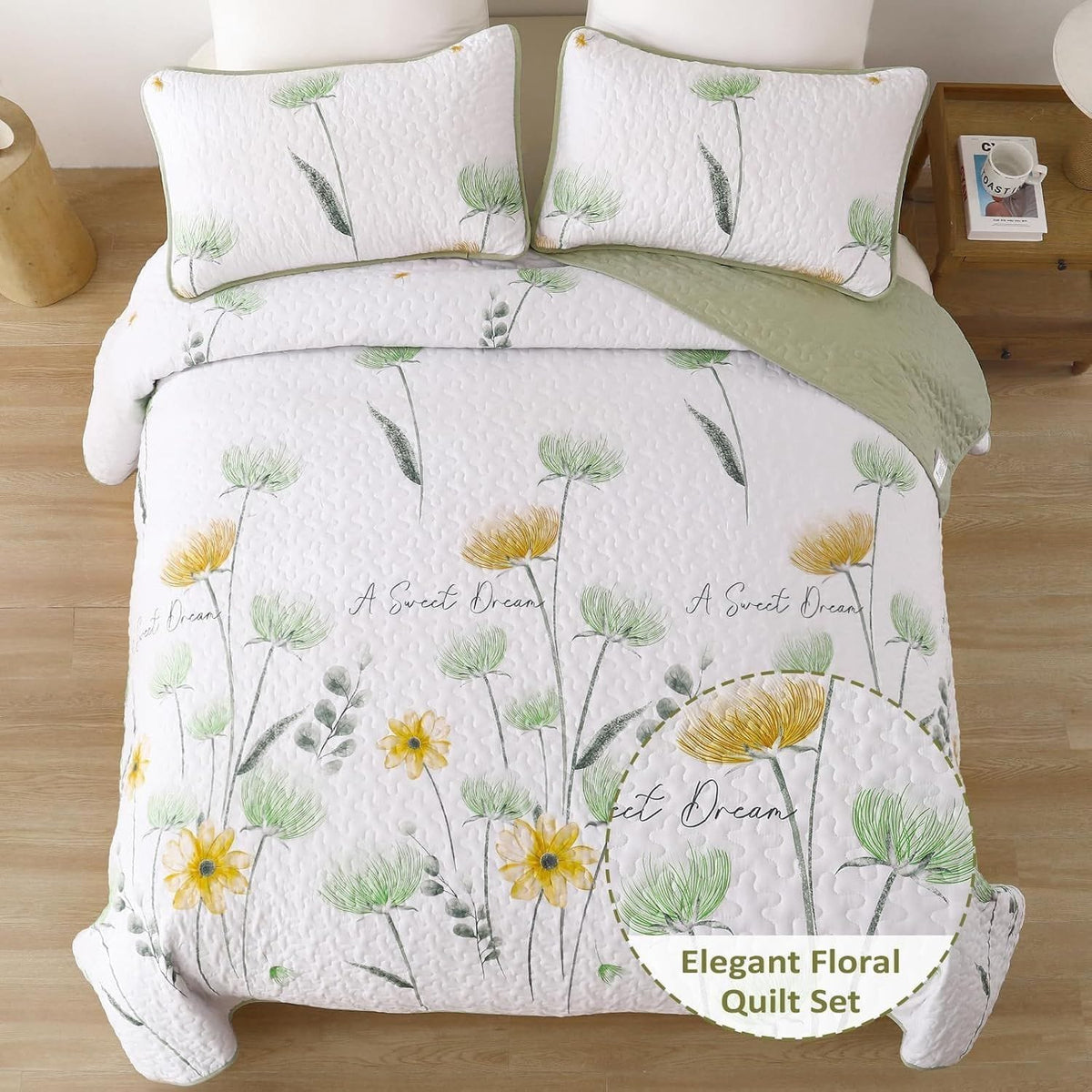 Floral Bedspread Set Soft 230x250cm