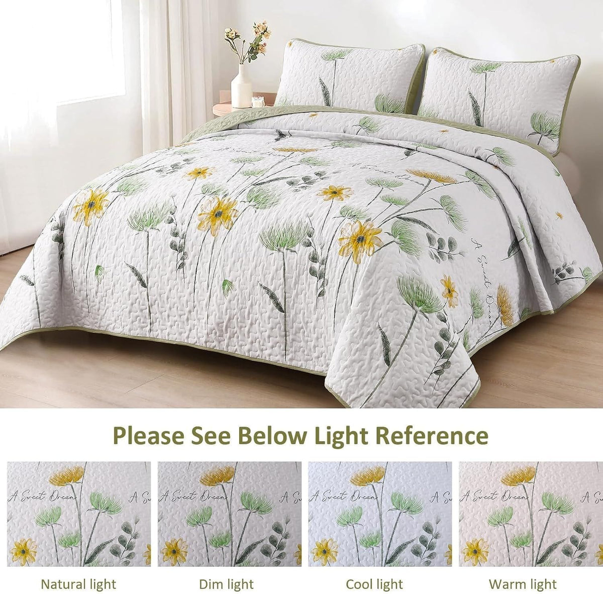 Floral Bedspread Set Soft 230x250cm
