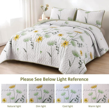 Floral Bedspread Set Soft 230x250cm