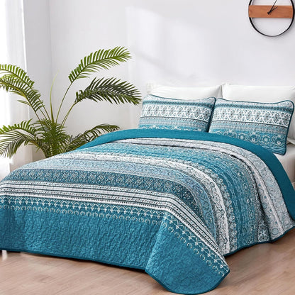 Blue Bedspread Set Soft 230x250cm