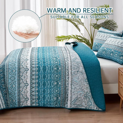 Blue Bedspread Set Soft 230x250cm