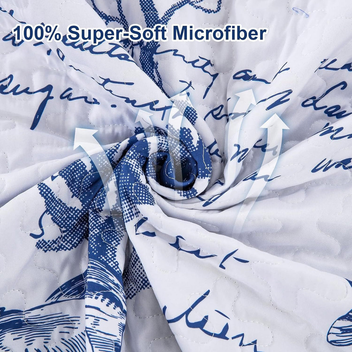 Navy Bedspread Set Soft 230x250cm