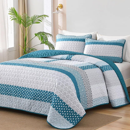 Blue Boho Bedspread Set 230x250cm