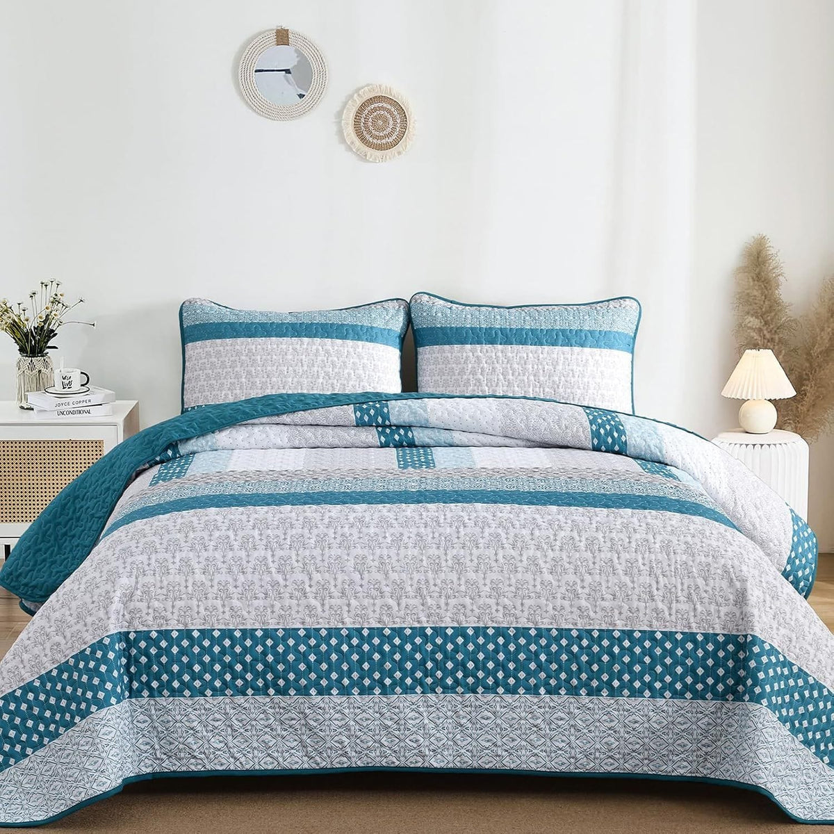 Blue Boho Bedspread Set 230x250cm
