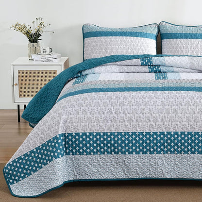 Blue Boho Bedspread Set 230x250cm