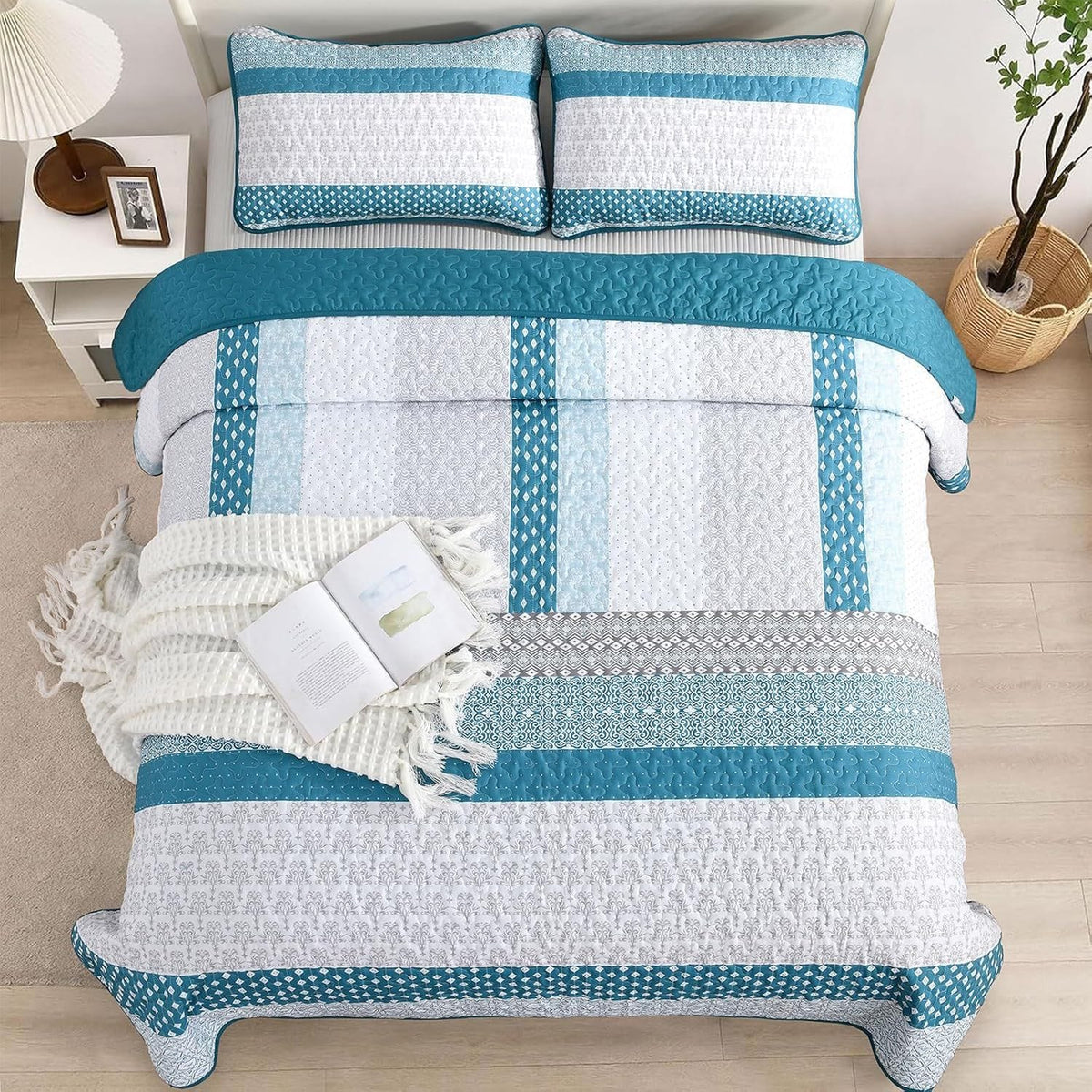 Blue Boho Bedspread Set 230x250cm