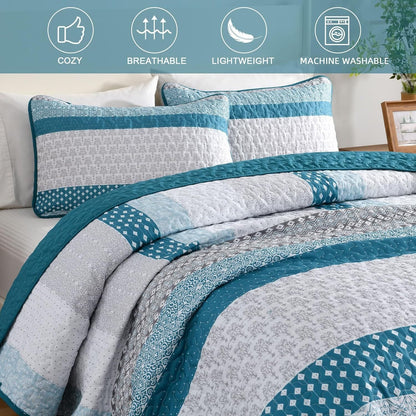Blue Boho Bedspread Set 230x250cm