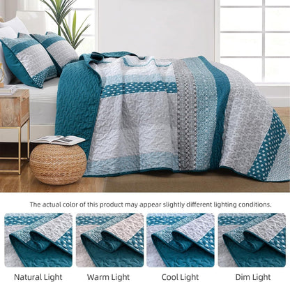 Blue Boho Bedspread Set 230x250cm
