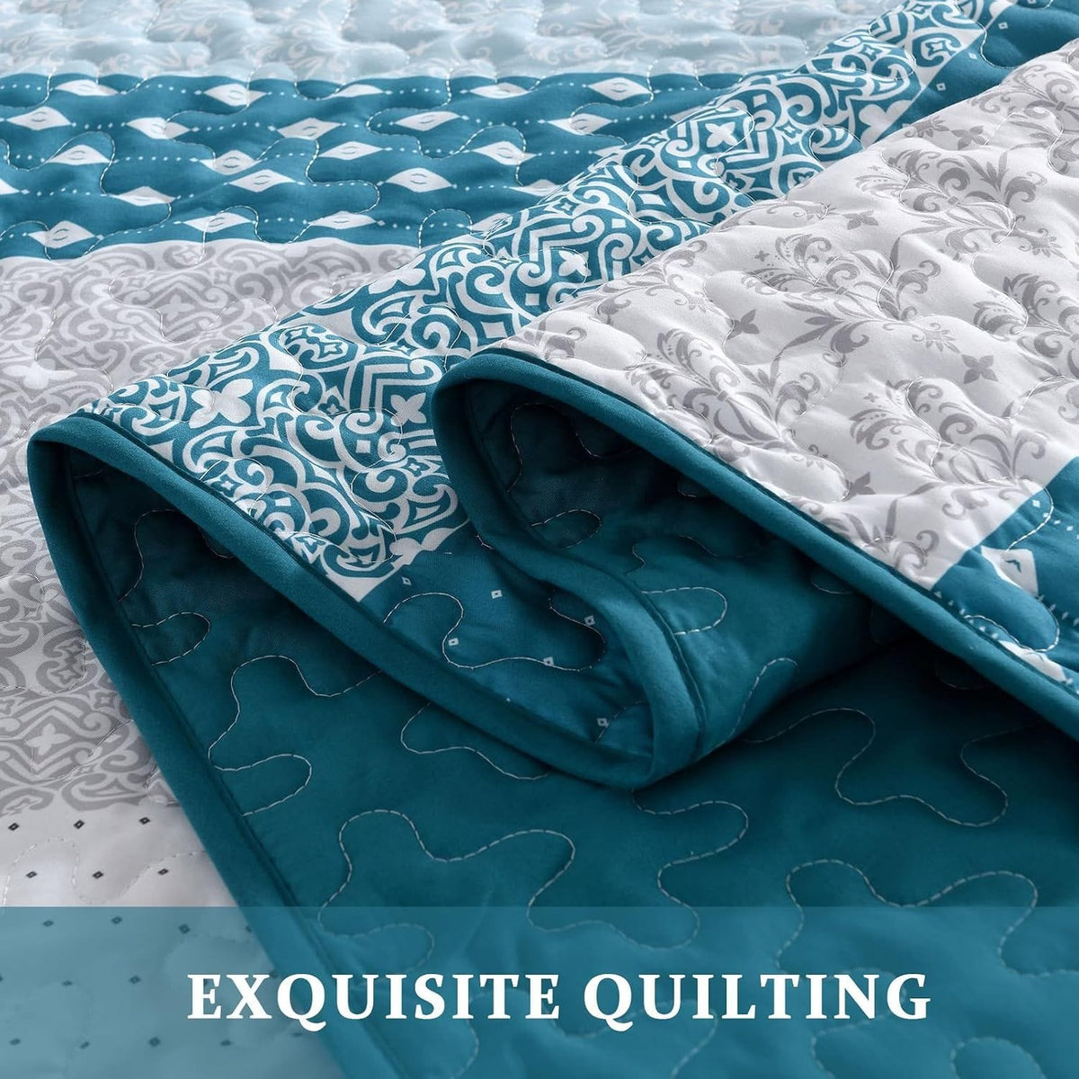 Blue Boho Bedspread Set 230x250cm