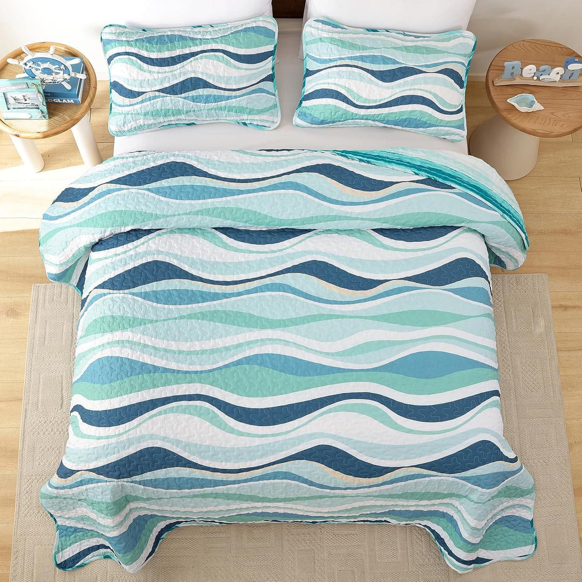 Coastal Bedspread Set Soft 230x250cm