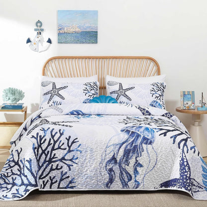 Blue Bedspread Set Luxe 230x250cm