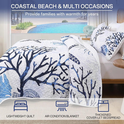 Blue Bedspread Set Luxe 230x250cm